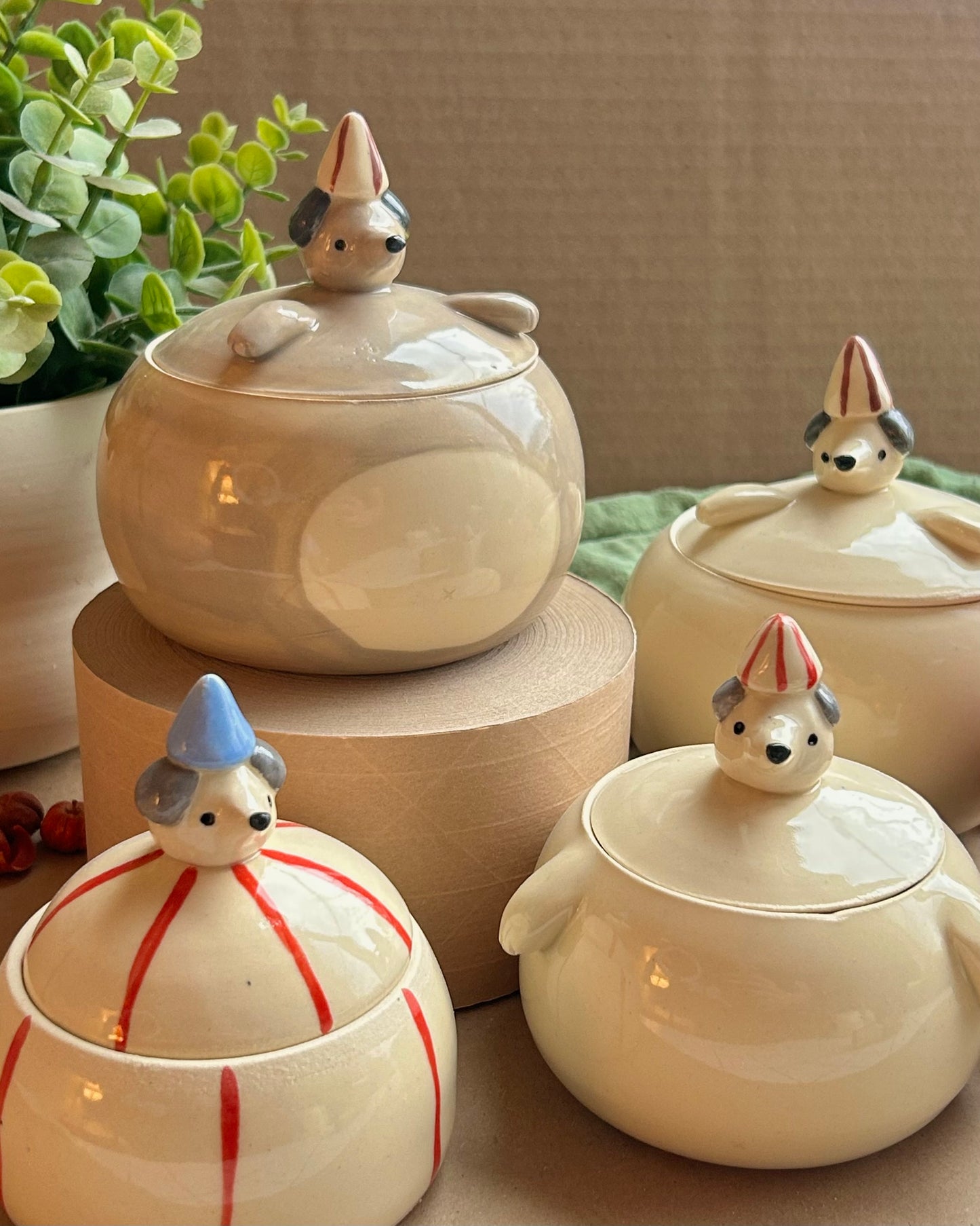 dogs in costume jars