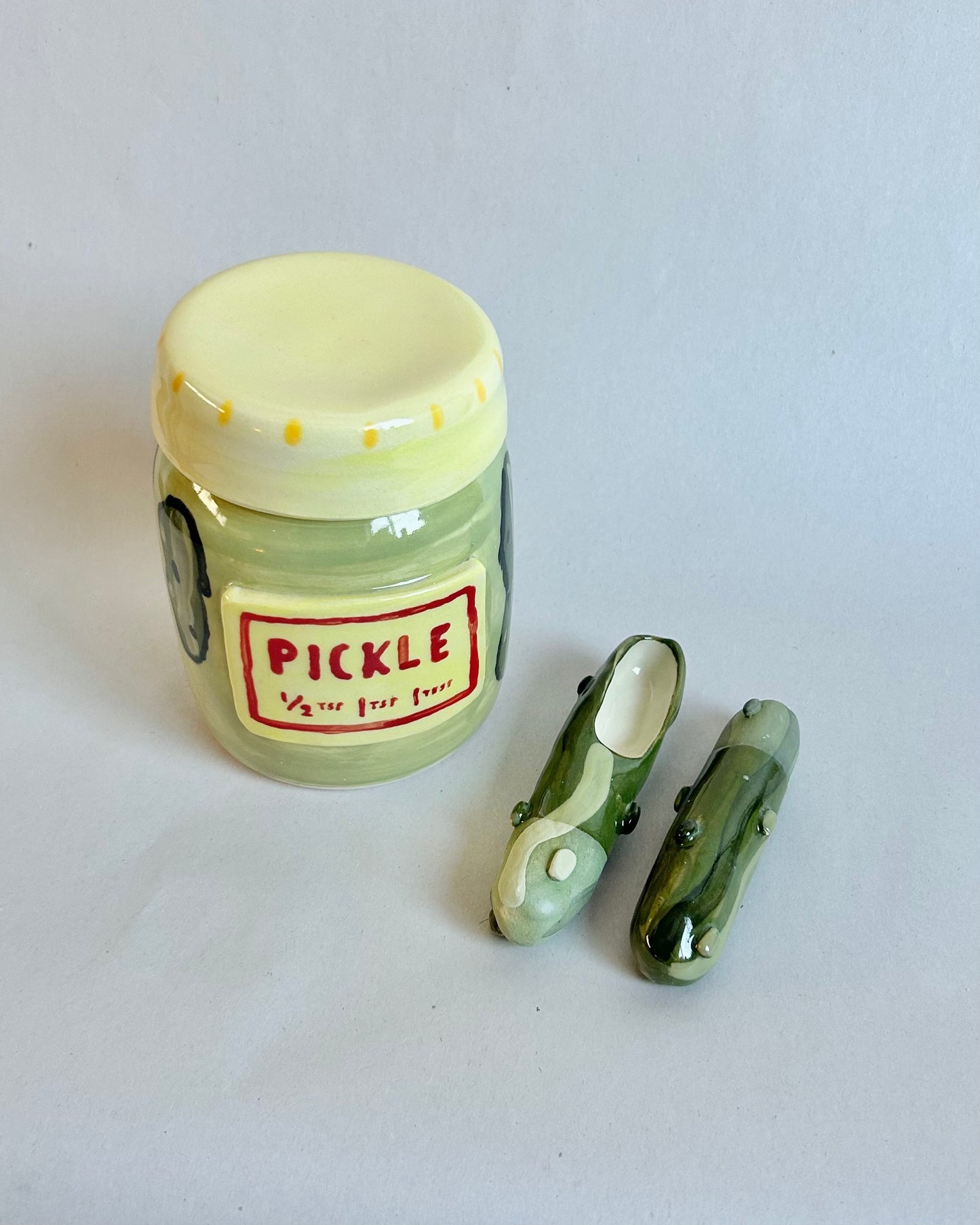 pickle jar + tablespoons