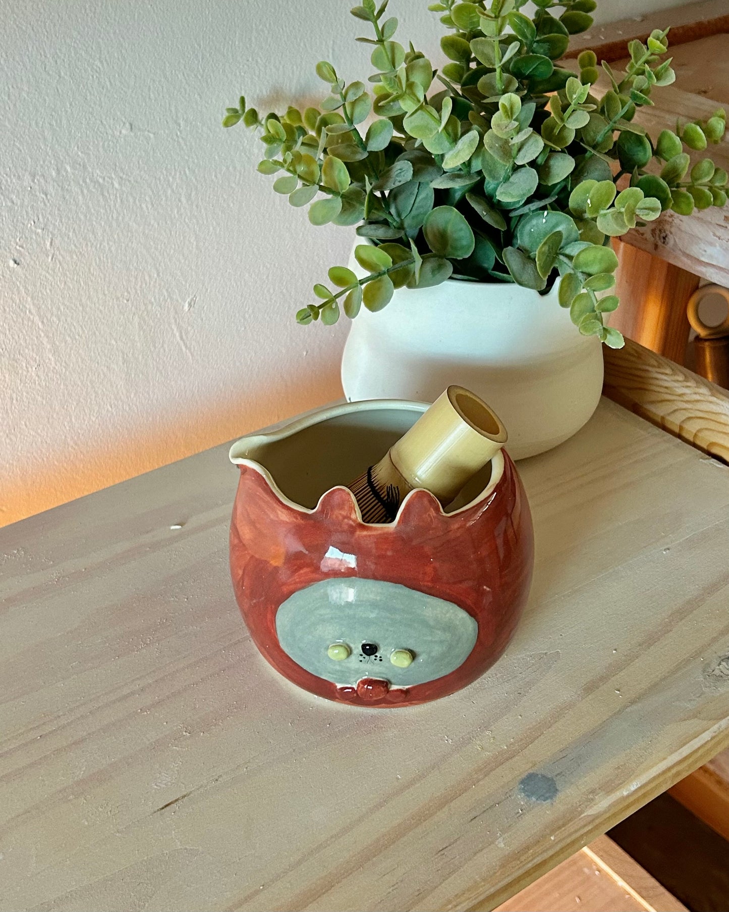 headscarf cat matcha bowl