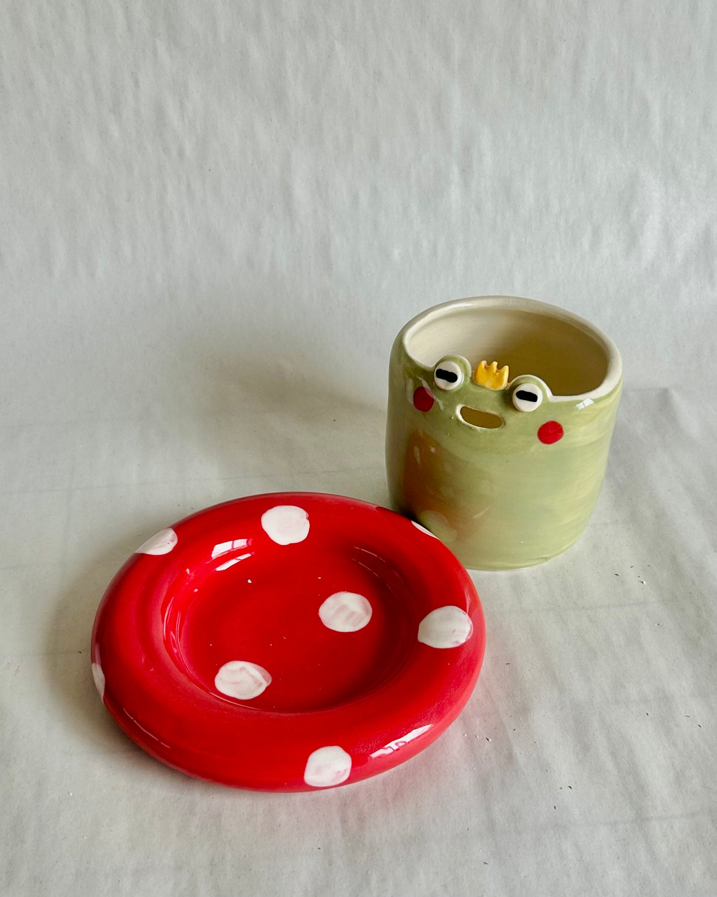 kiss the prince + mushroom coaster set