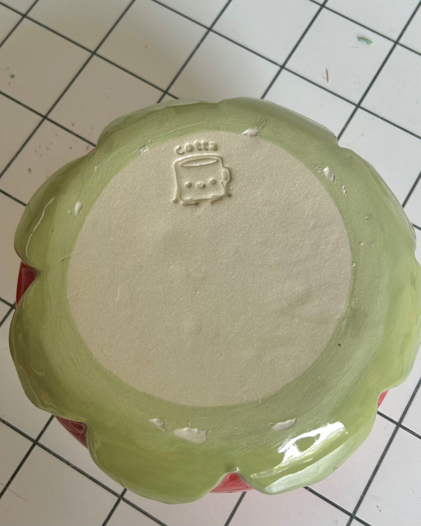 strawberry yarn jar (imperfect)