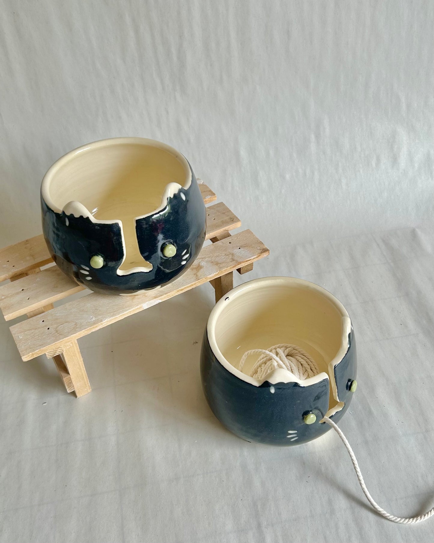 tuxedo cat yarn bowl