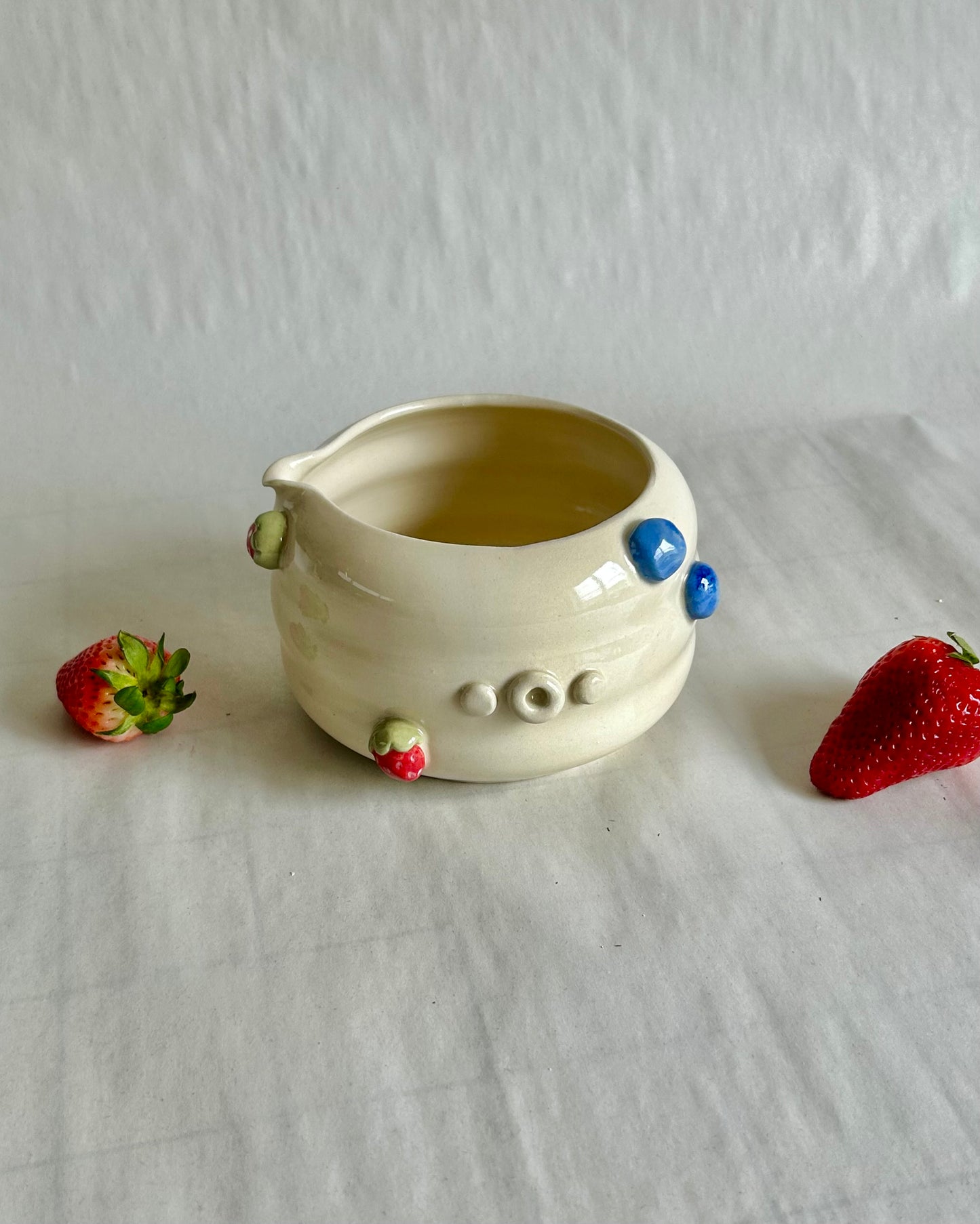 whip cream and berries matcha bowl