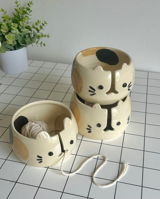calico cat yarn bowls
