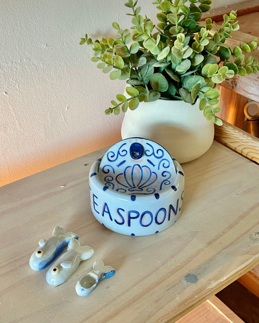 shell sardine tin + teaspoons