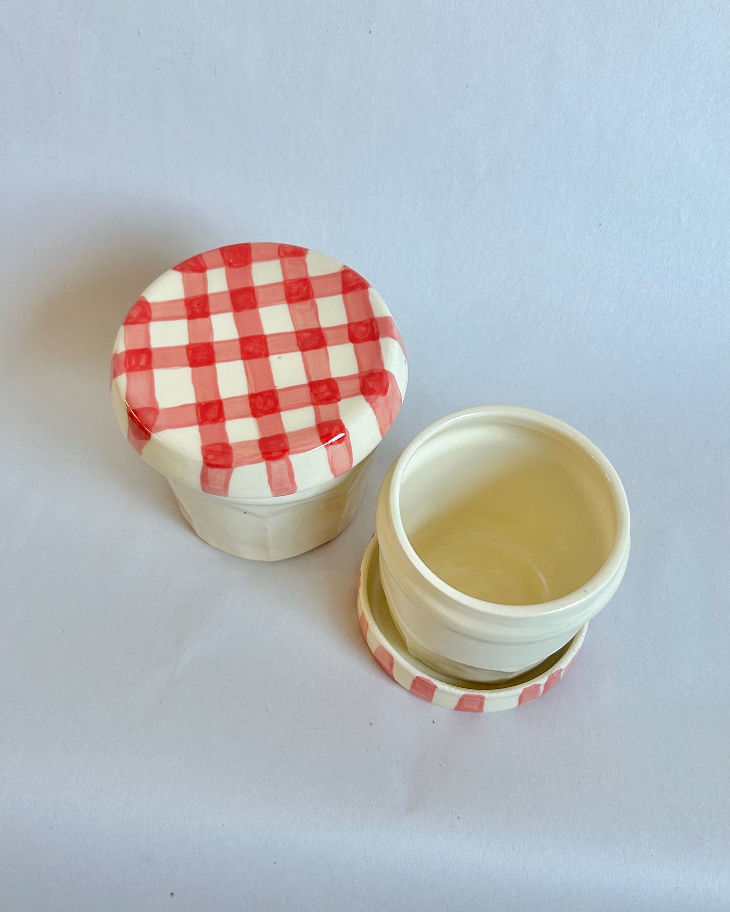 gingham jar cup + coaster