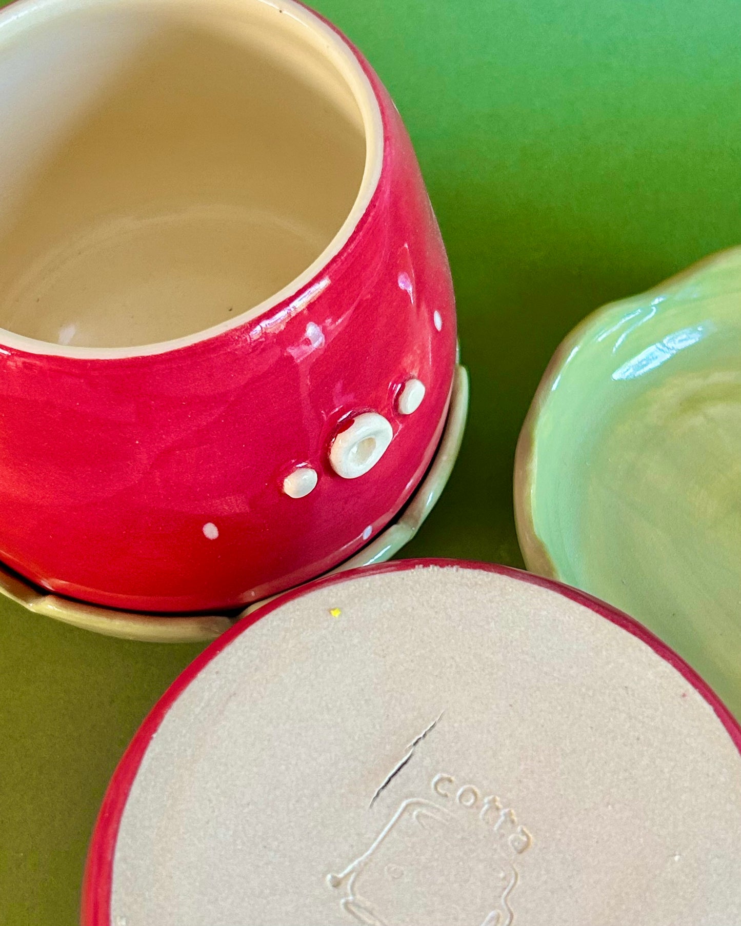 strawberry mug and coaster set (imperfect)