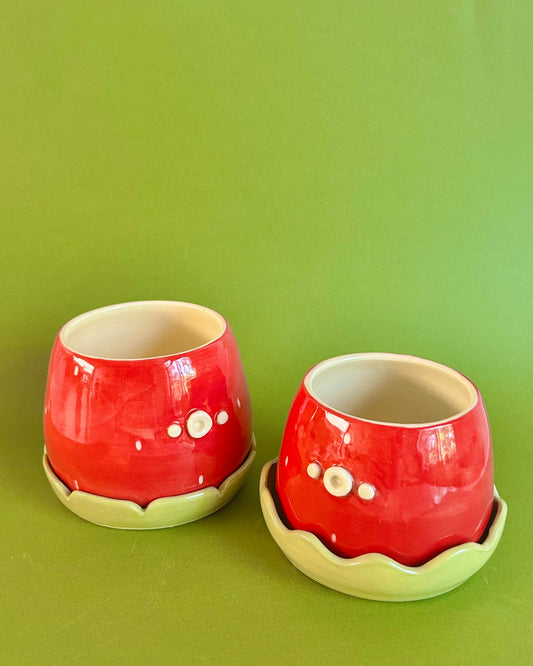 strawberry mug and coaster set (imperfect)