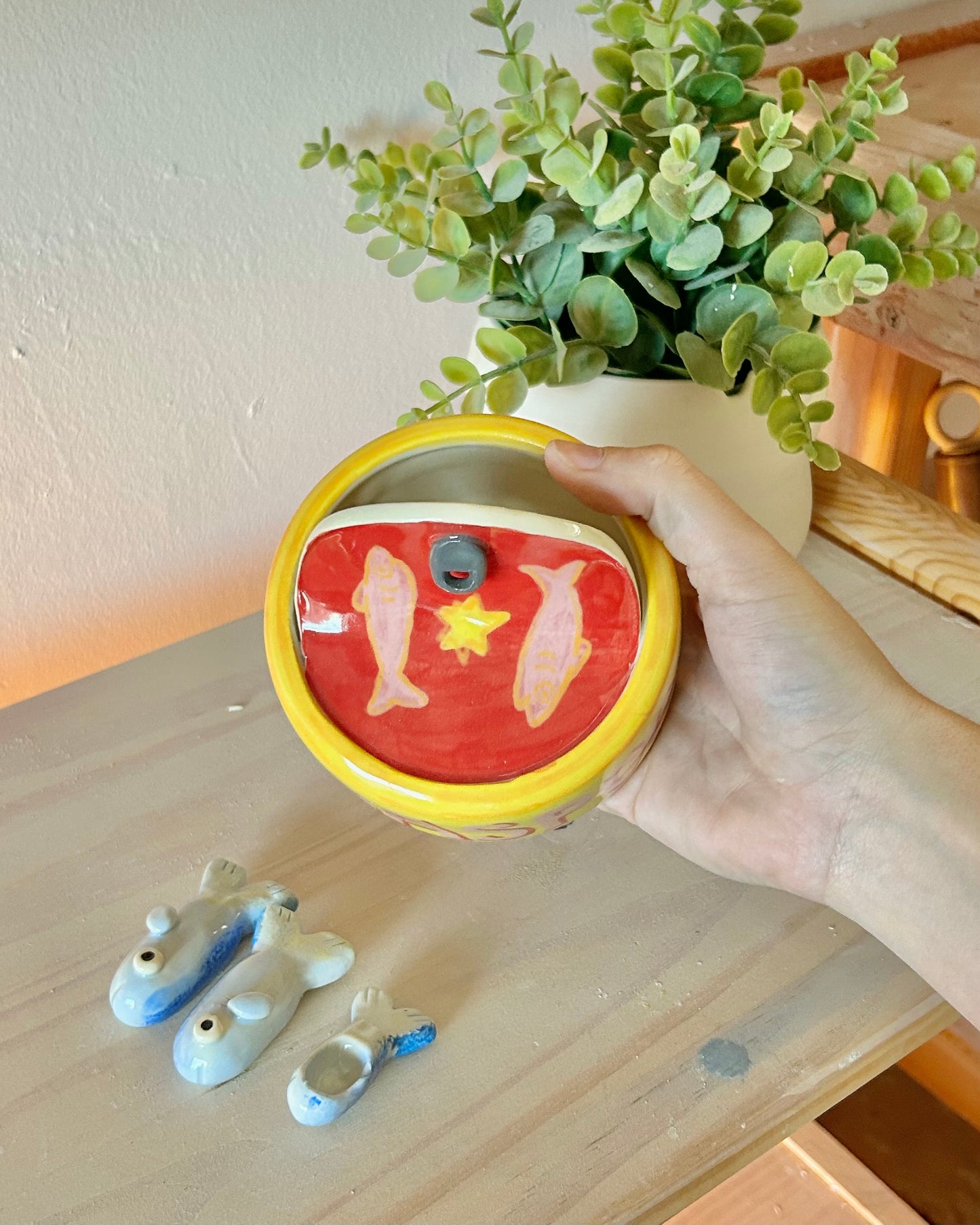 color pop sardine tin + teaspoons