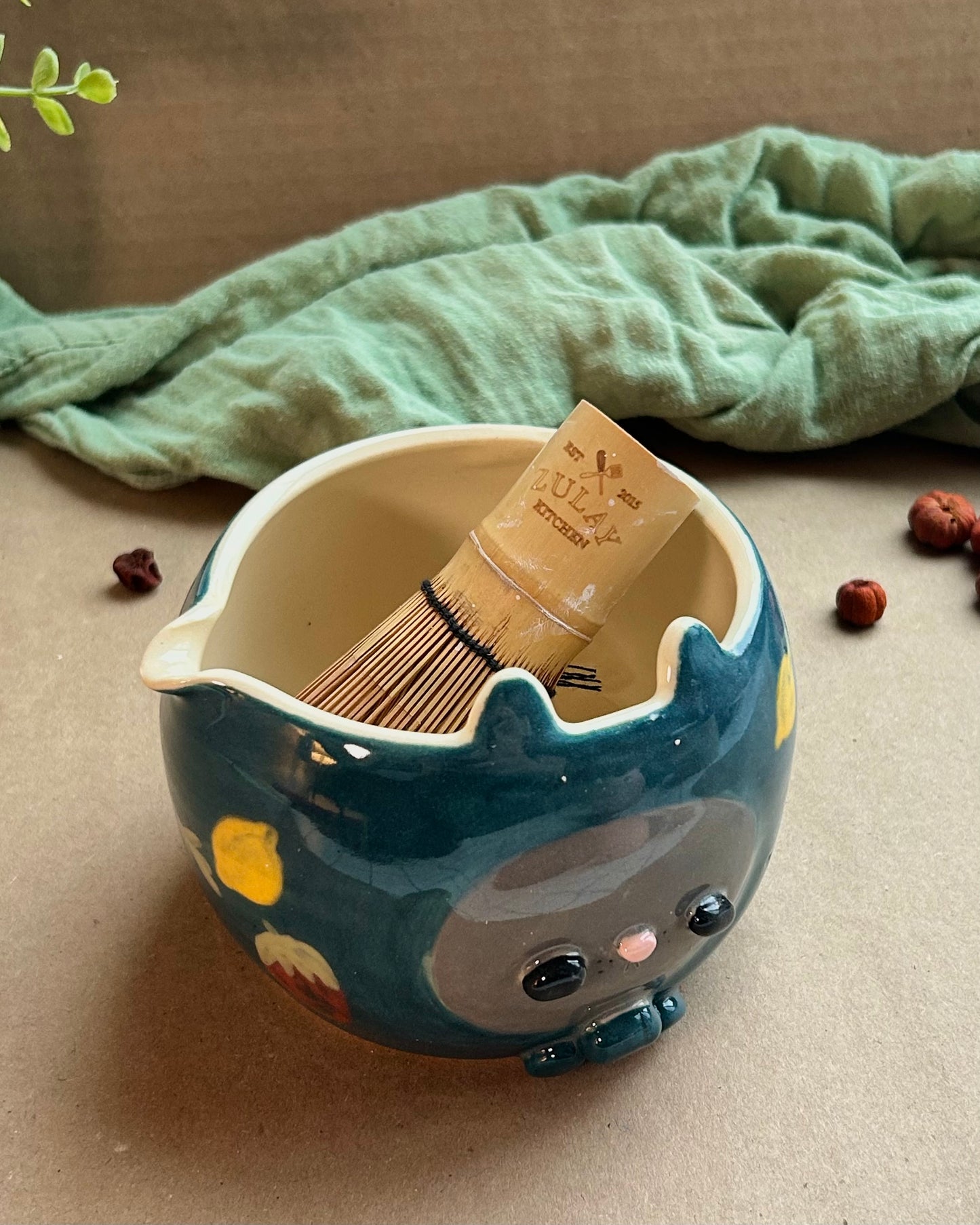 headscarf cat matcha bowl