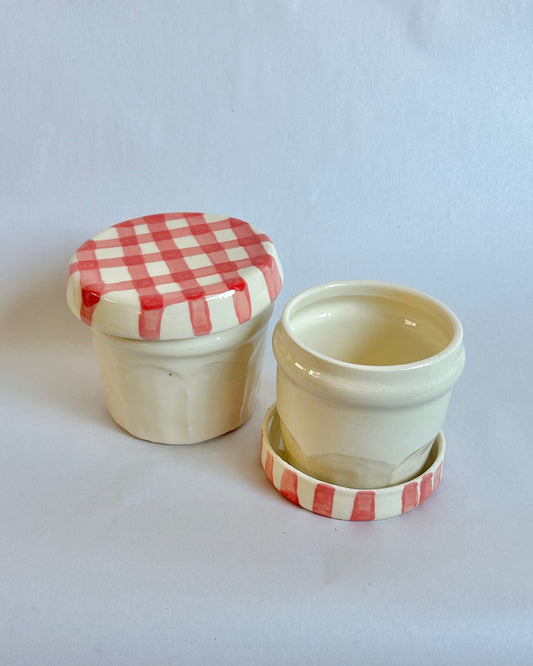 gingham jar cup + coaster