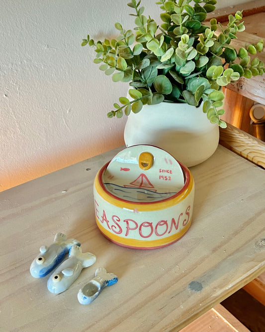 boat sardine tin + teaspoons