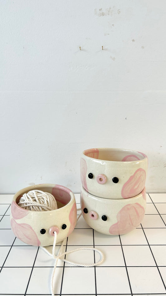 strawberry milk yarn bowl