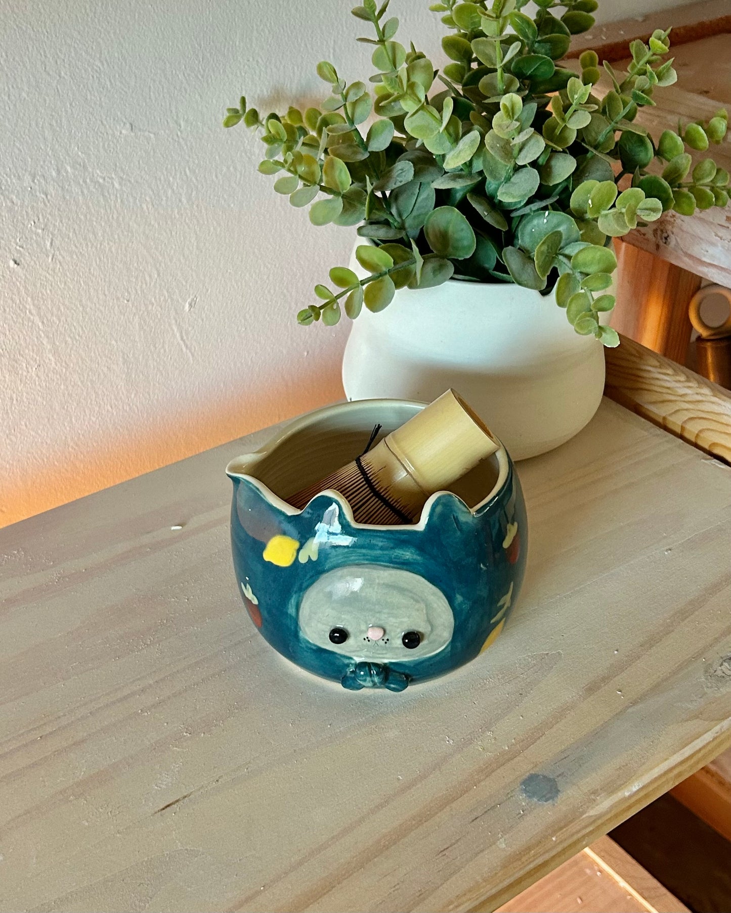 headscarf cat matcha bowl