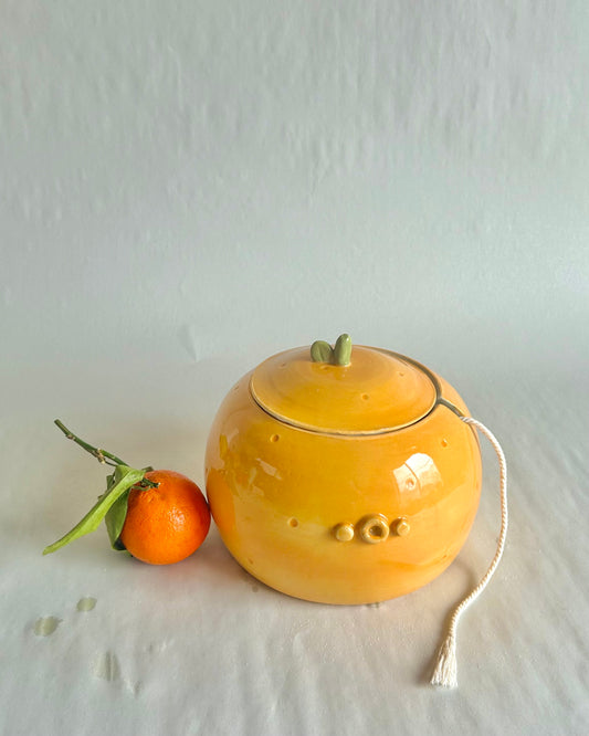 orange yarn jar