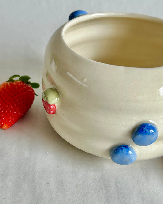 whip cream and berries matcha bowl
