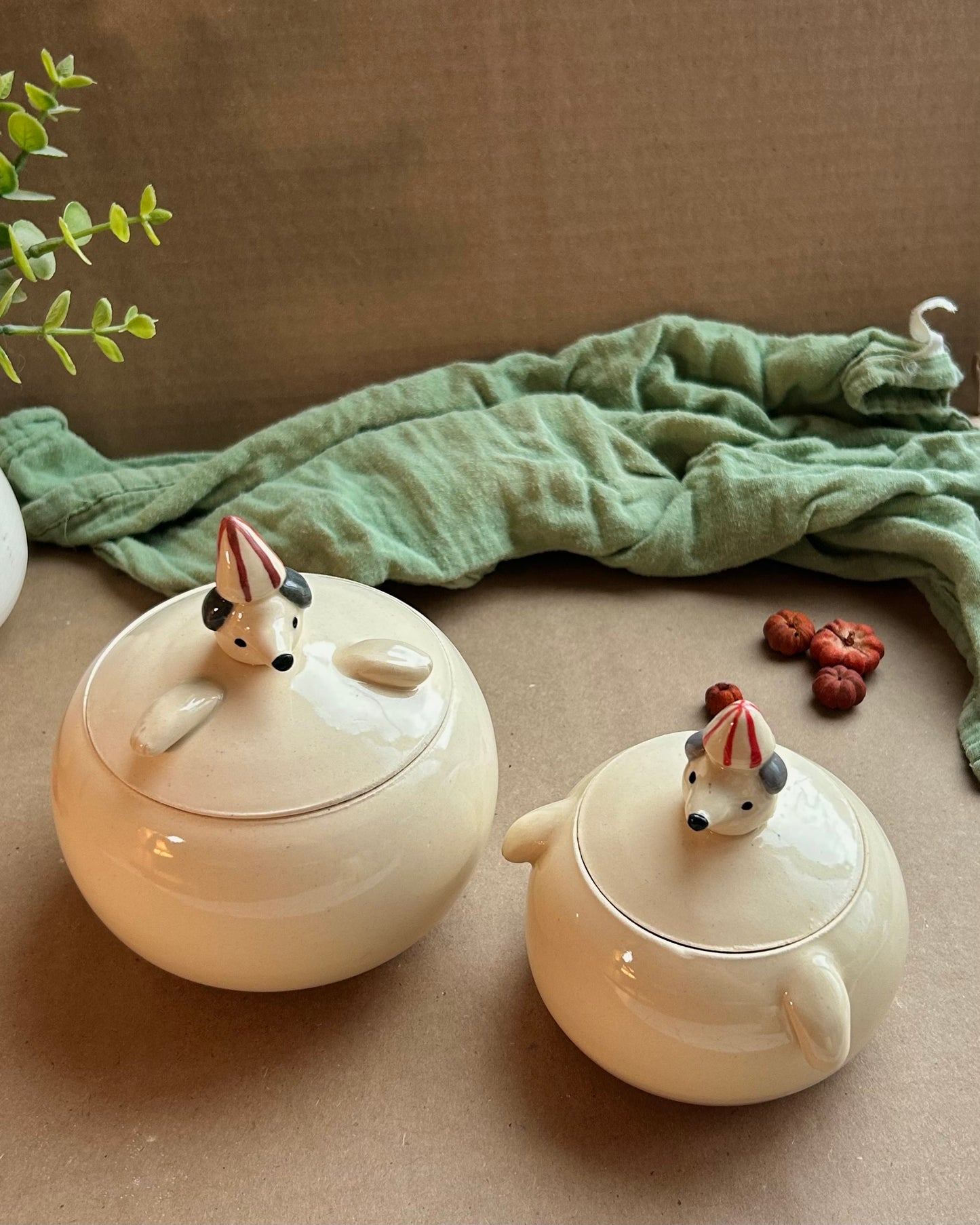 dogs in costume jars