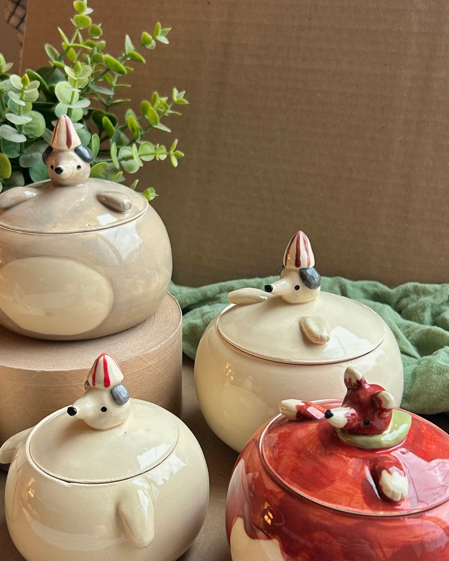 dogs in costume jars